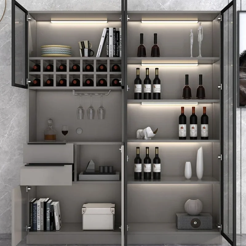 Wooden Kitchen Wine Cabinets Liquor High Living Room Glass Wine Cabinets Home Wall Wall Cabinet Restaurant Furniture QF50JG