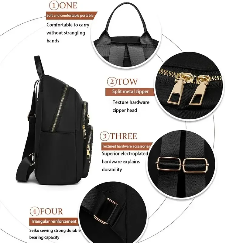 حقيبة ظهر عصرية للنساء من النايلون عالي الجودة، حقيبة ظهر كبيرة للسفر، حقائب مدرسية كبيرة للمراهقات، حقيبة كتف