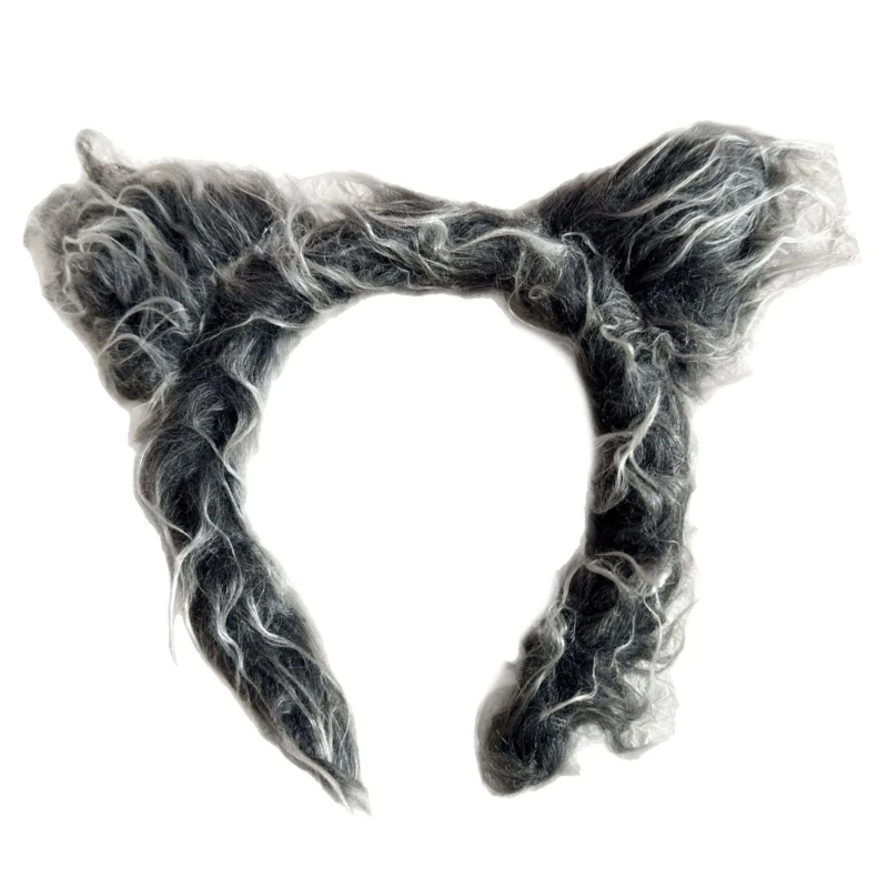 A52E Furry Wolf Ears Headbands For Role Play Costume Parties Halloween Christmas