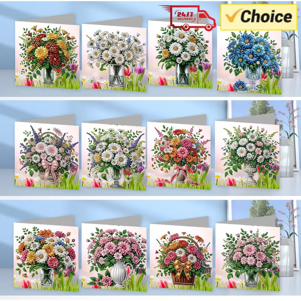 

12 Packs DIY Diamond Art Painting Greeting Cards with Envelopes Diamond Art Cards for Beginner Adult Birthday Holiday Blessing
