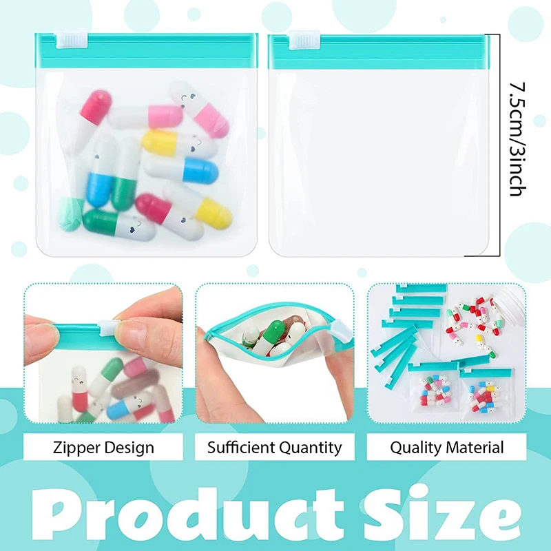 7PCS Reusable Pill Pouch Bags Zippered Pouch Colorful Bags Self Sealing Medicine Jewelry Organizer Storage Bags