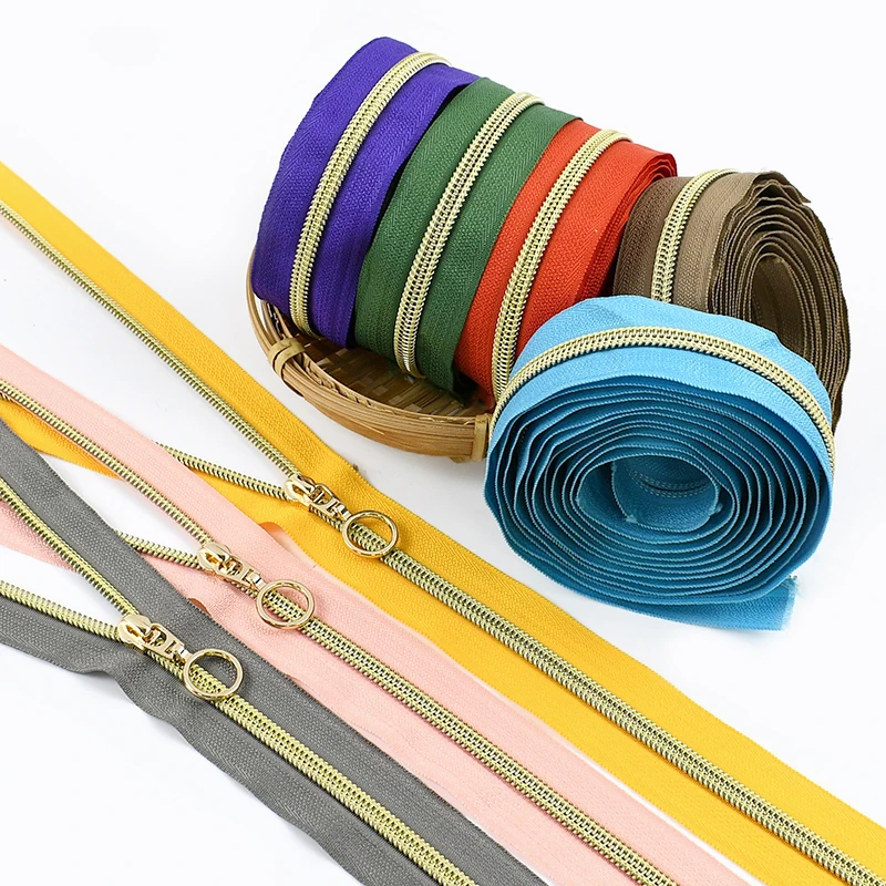 

2/5/10/20M Nylon Zip By The Meter +Zipper Puller Clothing Decor Zippers Backpack Closure Zips Repair Kit DIY Sewing Accessories