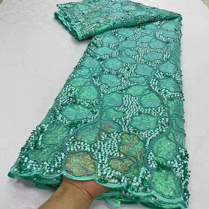 

Latest French Tulle Lace Fabric High Quality African Voile Lace Nigerian Lace Fabric 5 Yards for Women TS2599