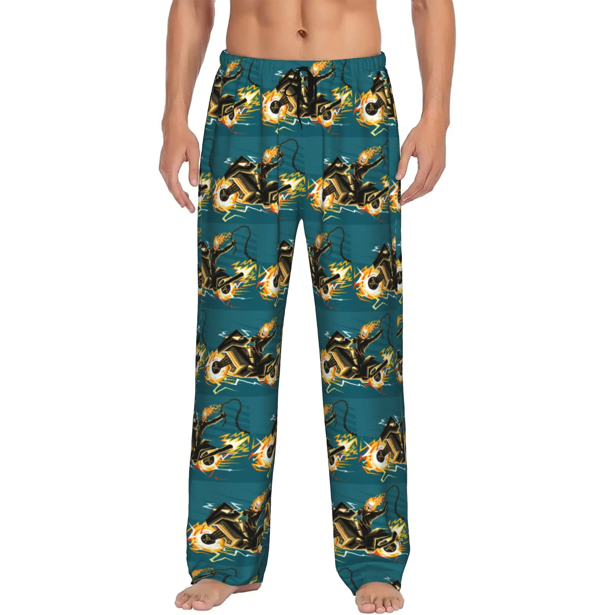

Custom Printed Ghost Anime Ride Pajama Pants Men Sleep Sleepwear Bottoms with Pockets
