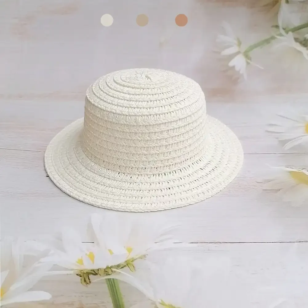 Multiple Sizes Crafts Cute Yellow Woven Straw Hat DIY Decoration Doll Caps DIY Toys Doll Accessories