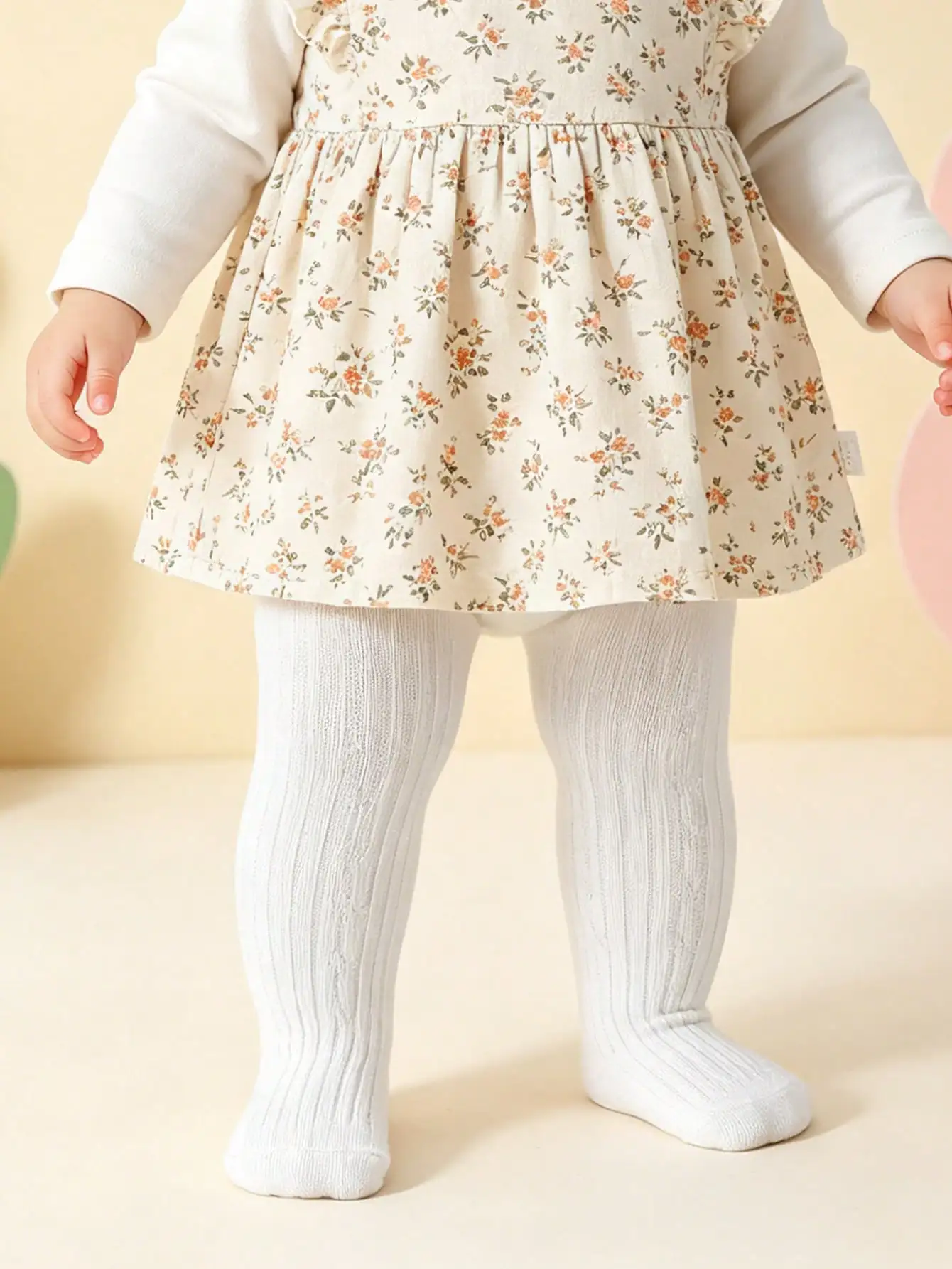 4Pcs Baby Girls Solid Cable Knit Tights Autumn Soft‑Stretch Elastic‑Waist Elegant Daily‑Match Pantyhose Leggings for Kids 0‑3Y