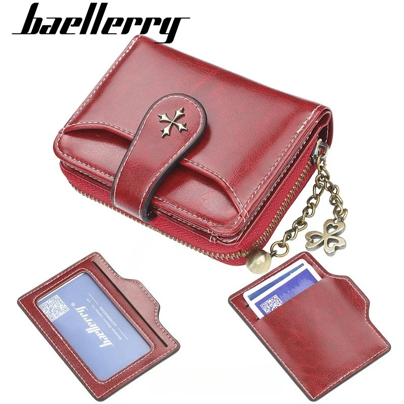 Baellery Fashion Zipper Lady Wallet Holding Wallets Premium Short Multi Slot Card Storage Bag Zero Female Chain Wallets