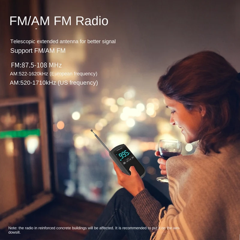 พ็อกเก็ต AM FM Walkman วิทยุทรานซิสเตอร์แบบพกพาที่มีการปรับดิจิตอล, หน้าจอ LCD, แจ็คหูฟังสเตอริโอ, จับเวลาการนอนหลับ