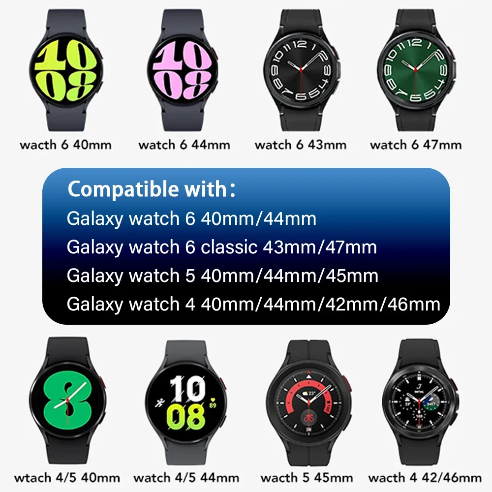 20mm Band For Samsung Galaxy Watch 6/5 pro 45mm 4 classic 46mm 6 44mm 40mm No Gaps Sport Silicone Bracelet Galaxy Watch 6 strap