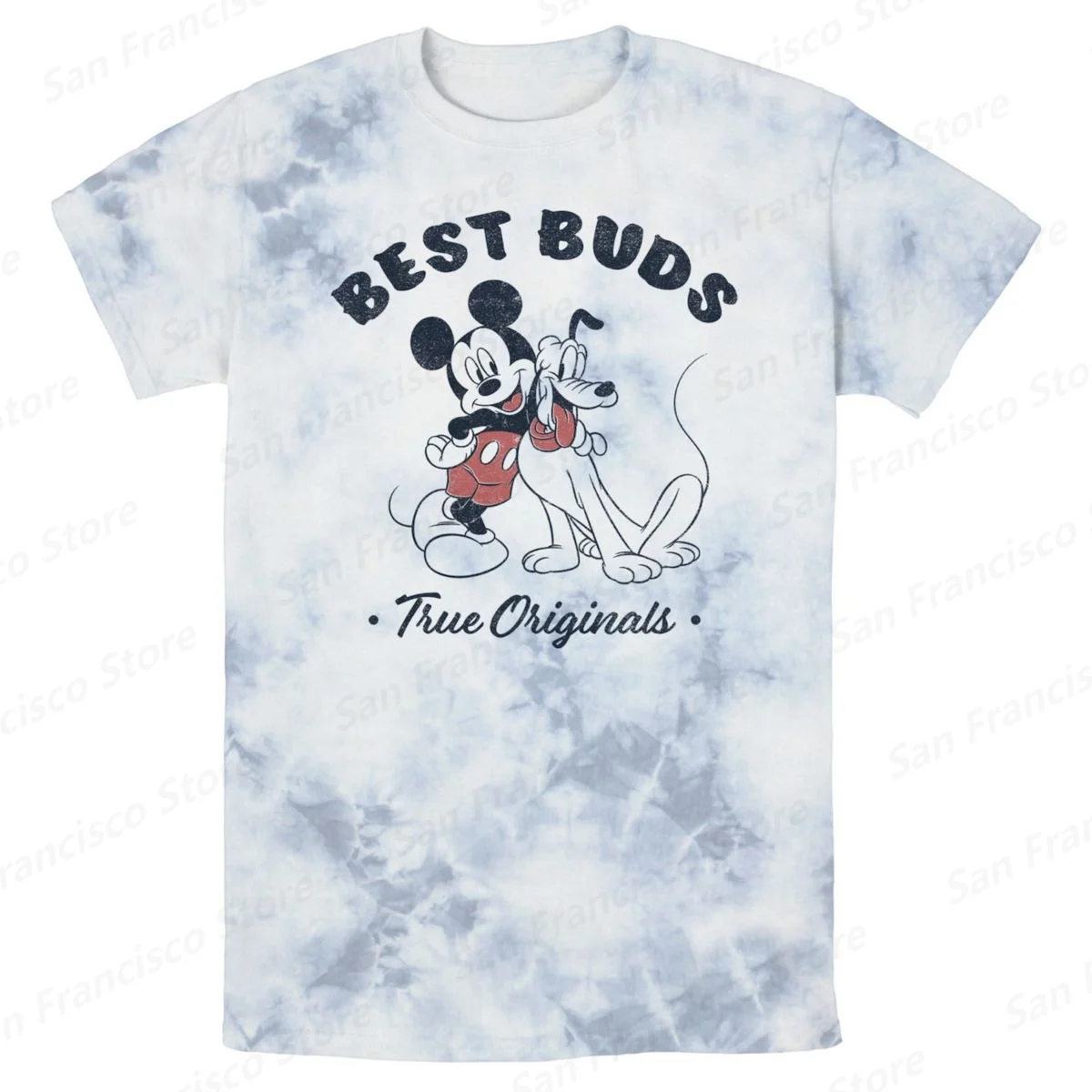 Summer Hot Sale Tie-Dye Disney Mickey Mouse and Friends Portrait Boys and Girls Washed T-Shirts KID/Adults Casual Short Sleeves