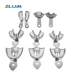 2Pcs Stainless Steel Dental Impression Trays Upper Lower Teeth Holder Denspay Autoclavable Denture Teeth Tray Dental Lab Tools