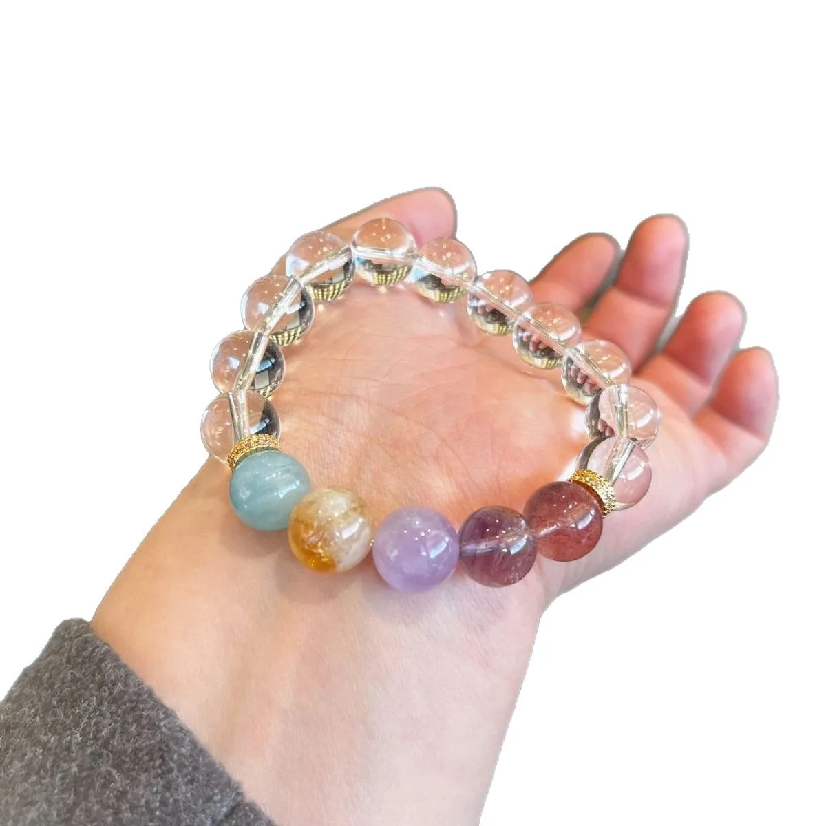 Natural White Crystal Bracelet Color Duobao Beaded Aquamarine Crystal Bracelet Fashion Light Luxury Jewelry