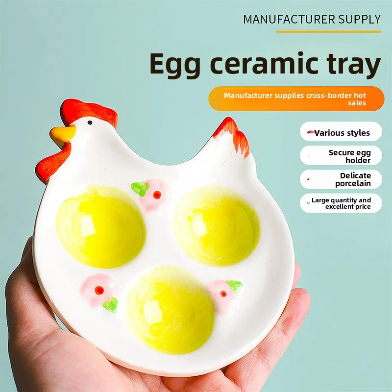 

Поднос для пасхальных яиц, тарелка для яиц для завтрака, керамические украшения для рукоделия, синий и белый фарфор, креативный дизайн