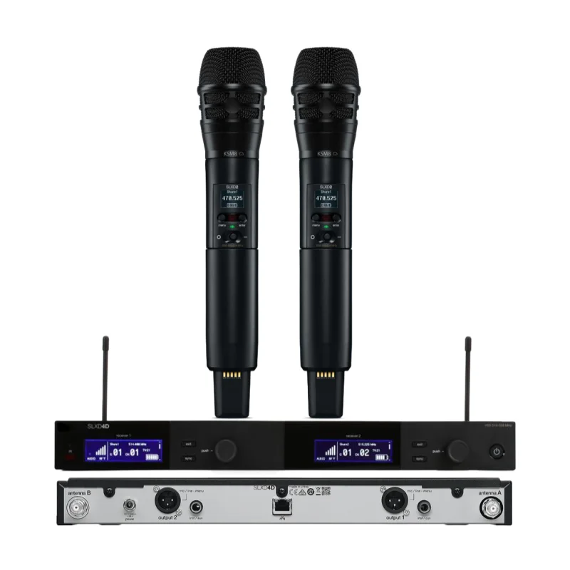 SLXD4D Ksm8 Ksm9 Beta87 2 Channel True Diversity UHF Microphone Wireless System With Metal Handheld For Stage Church