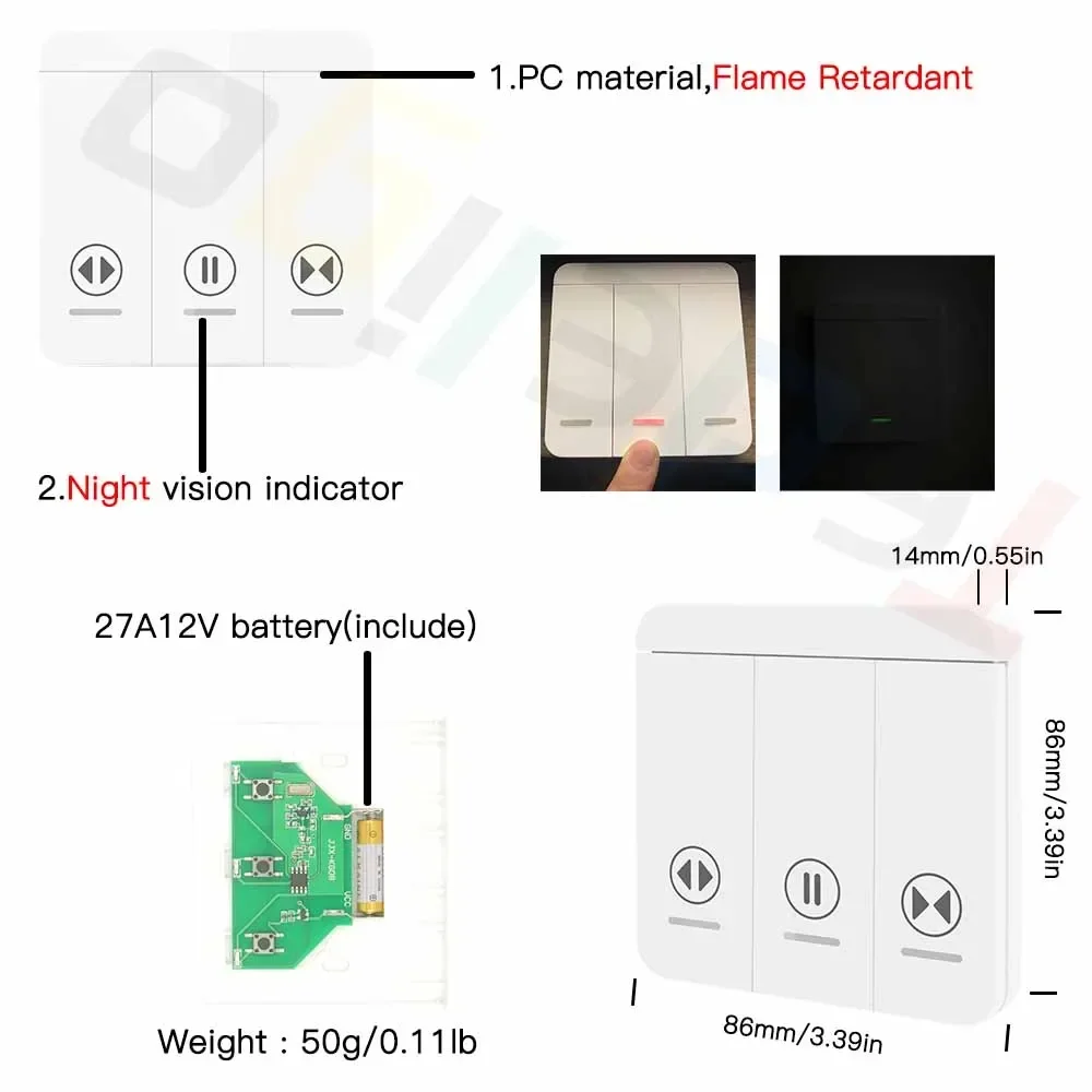 Tedeligo Tuya WiFi RF Smart Curtain Switch,110V 220V Roller Shutter Blinds Control Module with Wireless Remote,work with Alexa