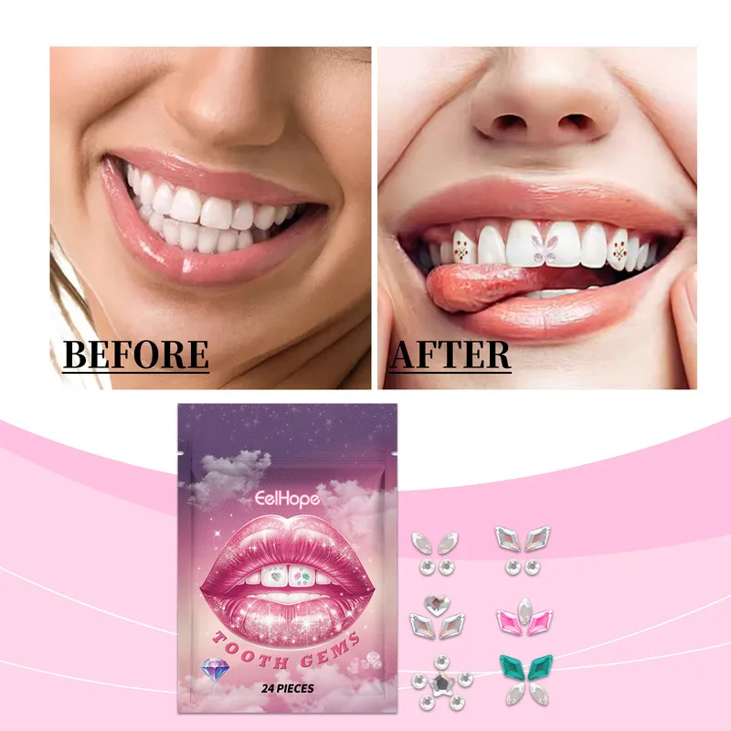 Eelhope Crystal Tooth Gems Teeth Whitening Stickers Enhance Smile Brightness Long  Lasting Easy To Use For All Tooth Types