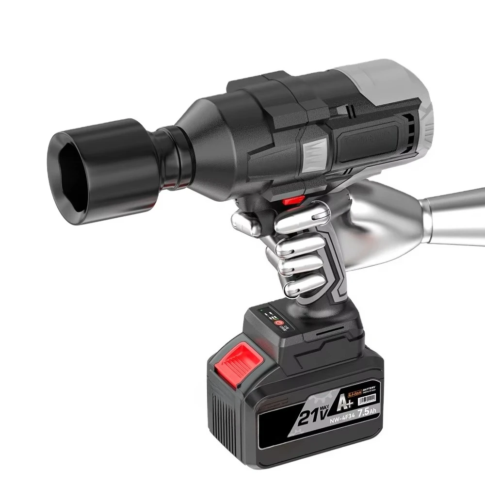 NANWEI Industrial Grade Cordless Electric Impact Wrench 3/4 Inch Battery Screwdriver with Top Torque 1500N.m Brushless Motor