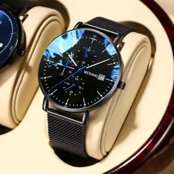 Mstianq Reloj Hombre Lichtgevende Waterdicht Hoogwaardige Mode Mannen Quartz Horloge Ultra-Dunne Business Rvs Mesh riem