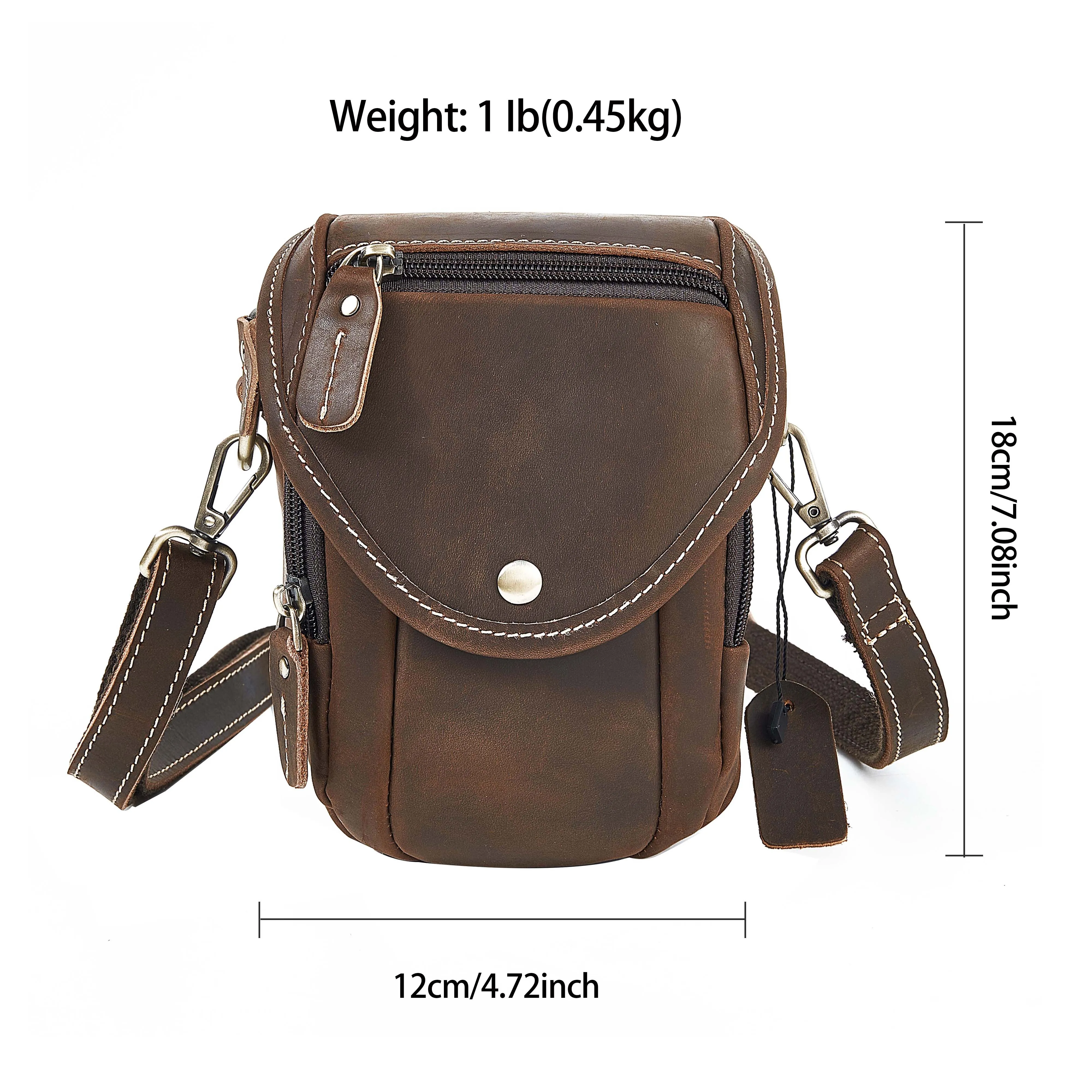 AIGUONIU Vintage Men\'S Small Cowhide Genuine Leather Men Messenger Bag Shoulder Sling Bag For Mobile Phone