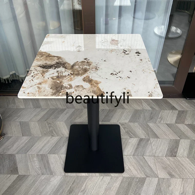 Rock slab square table negotiation coffee western restaurant drinks snacks casual round table commercial