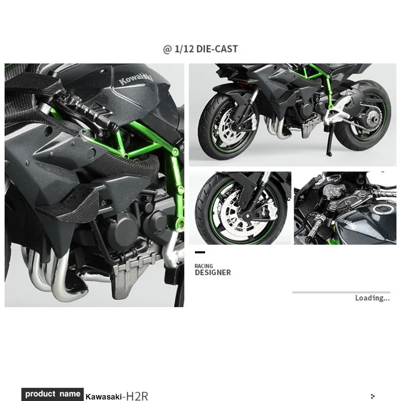 Simulation 1:12 Kawasaki h2 BMW Alloy Motorcycle Ninja Locomotive Model Boy Children's Toy Gift E car  rc cars for adults