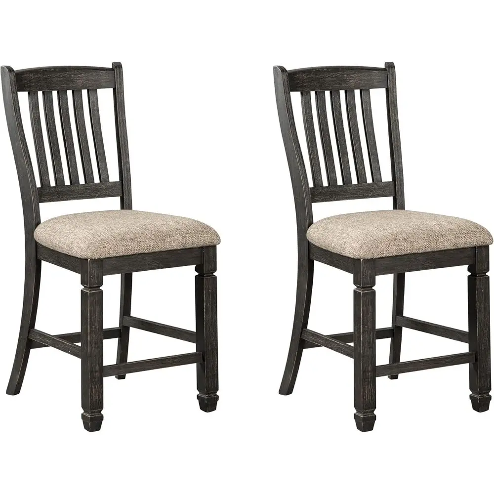 

24.38 Counter Height Upholstered Barstools, Set of 2, Almost Black