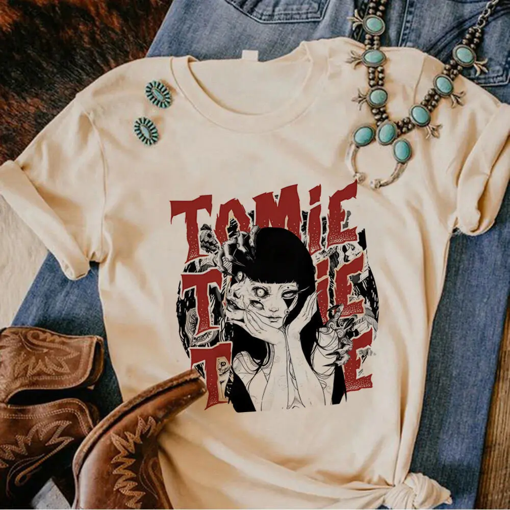 

Футболки Junji Ito для девочек, университетская готика, модная кавайная винтажная футболка в стиле панк, эстетическая поп-культура, красочная аниме-графическая каваи