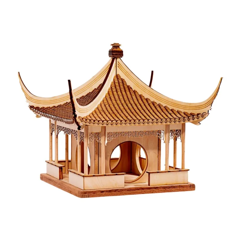 Ancient architectural model, ancient style, study wood handicrafts, new Chinese style, creative handmade ornaments
