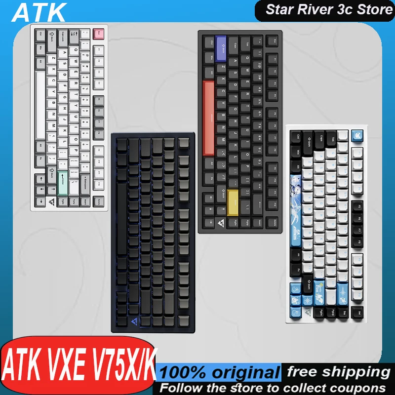 Atk Vxe V75x/K Mechanical Keyboard Wireless Tri-Mode Low Latency Aluminum Alloy Ergonomics Hot Plug Customized Gaming Keyboard