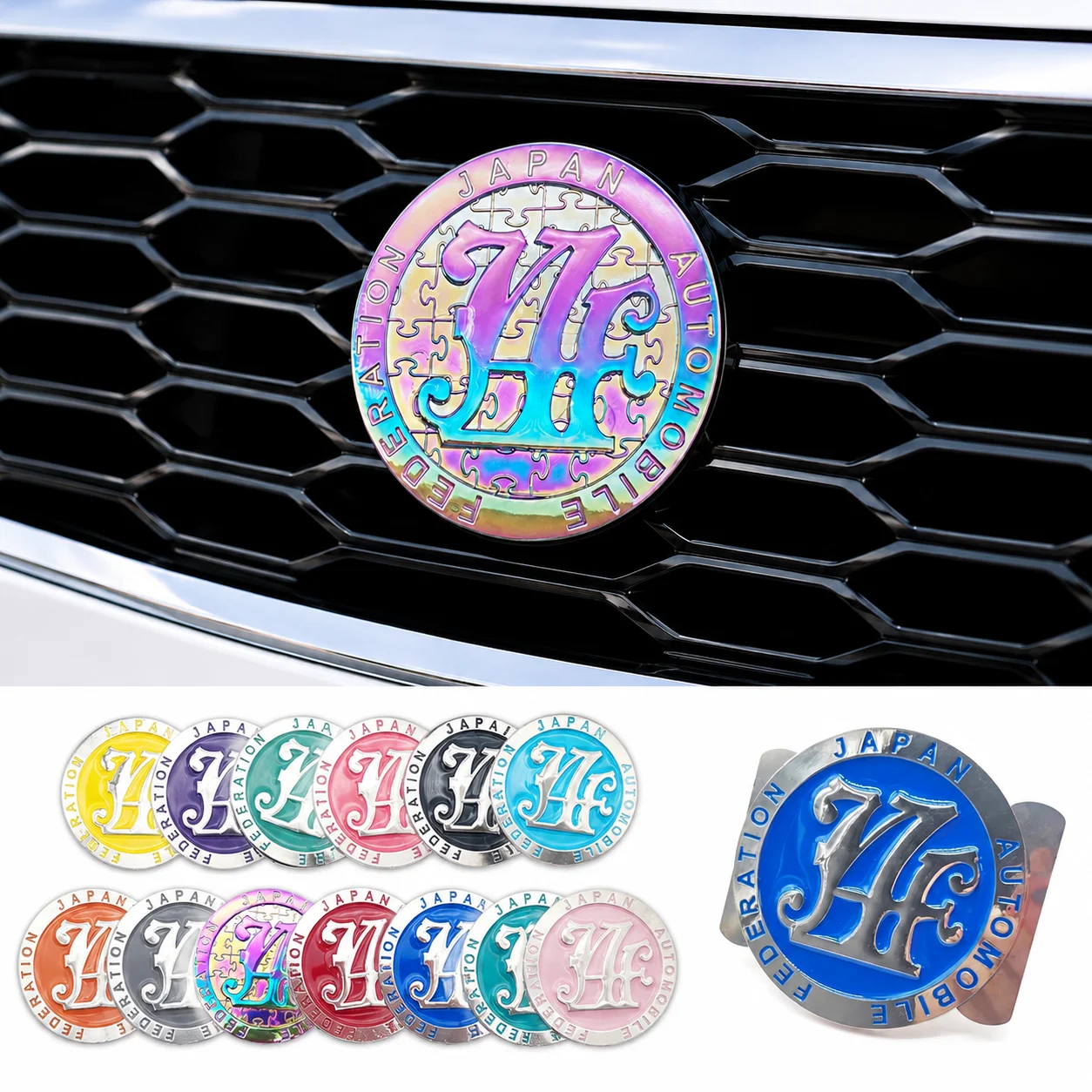 Emblema Metálico JAF de la Federación de Automóviles de Japón para Todas las Marcas de Autos, Adhesivo Decorativo para Parrilla Delantera