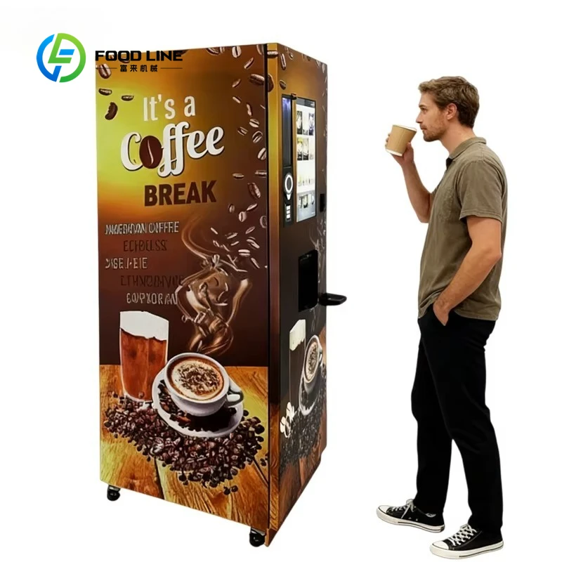 Máquina Expendedora de Café Totalmente Automática las 24 Horas, Dispensador de Café y Té Frío y Caliente Personalizable, Máquina Expendedora de Café de Autoservicio