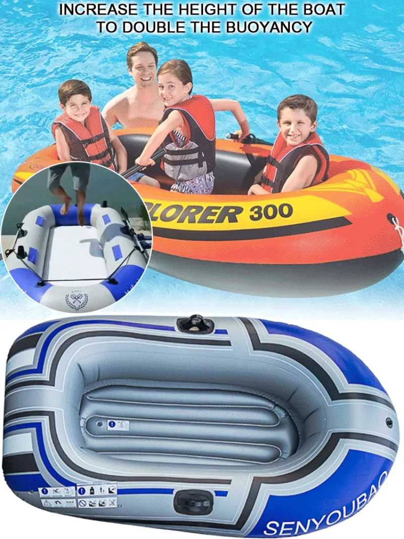 Double Collapsible Outdoor Drift Boat Foldable Fishing Boat with Air Pump and Paddles PVC Rubber Inflatable Boat 188x114cm