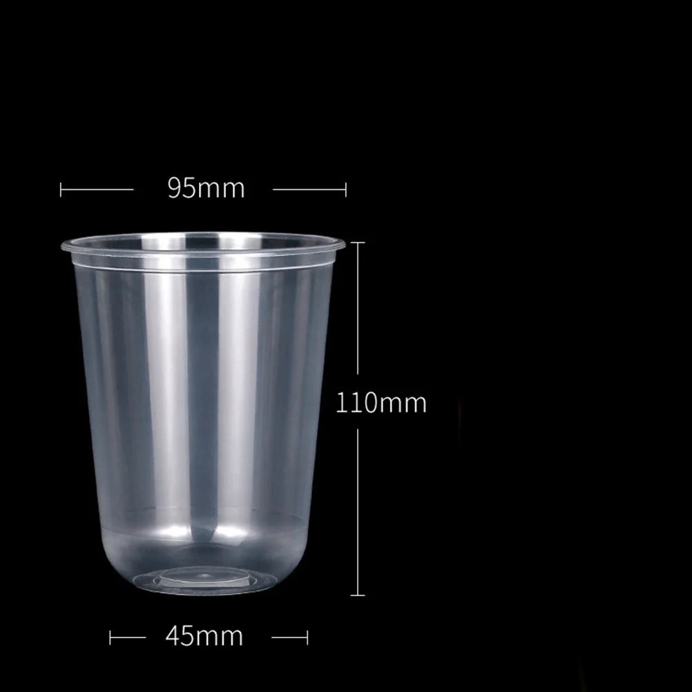 

20Pcs Disposable U Shaped Juice Cups Plastic Drinking Cups with Lid for Smoothies Iced Tea Bubble Tea Cafe Restaurant Use