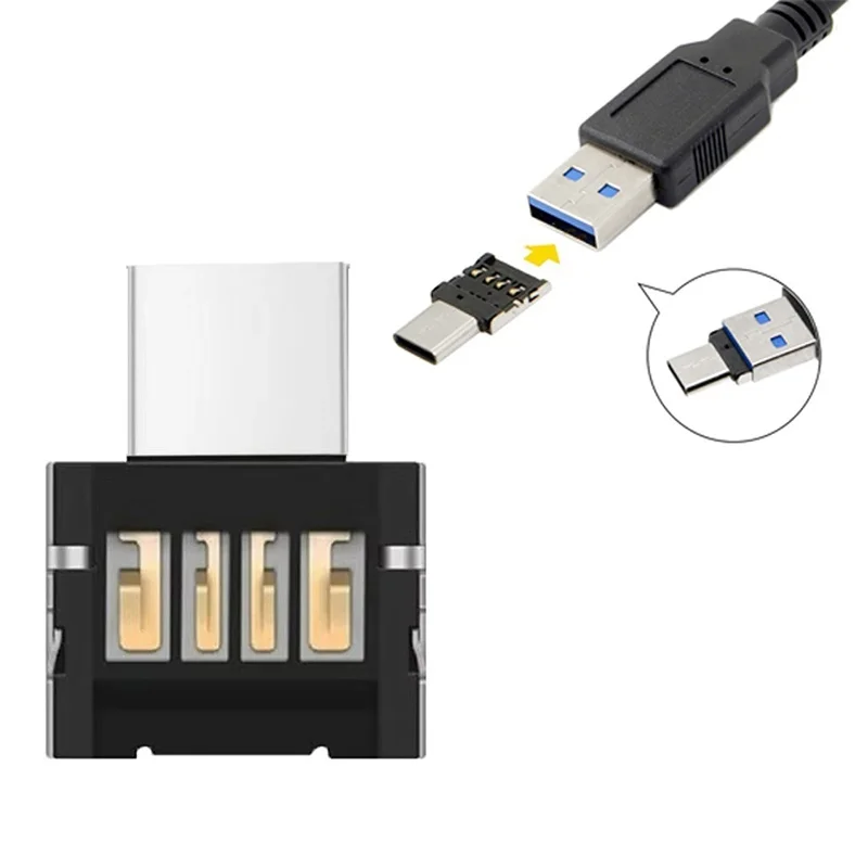 1-5PCS Type C To USB 2.0 OTG Adapter Micro USB Type-C Male To USB Female Converter For Macbook Laptop Huawei USB C OTG Connector