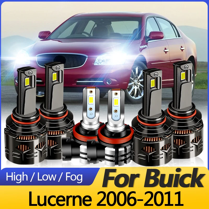 2PCS High quality White CANbus For Buick Lucerne 2006-2011 LED Headlights High Low Beam Fog Lamp 12V Bulbs 30000LM Plug and Play