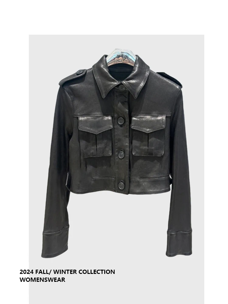 

Forever 2 Bla Leather Jaet Long Sve Cool Sexy Women's Spring Autumn Motorcycle Coat Sli Commute Pear Body pe