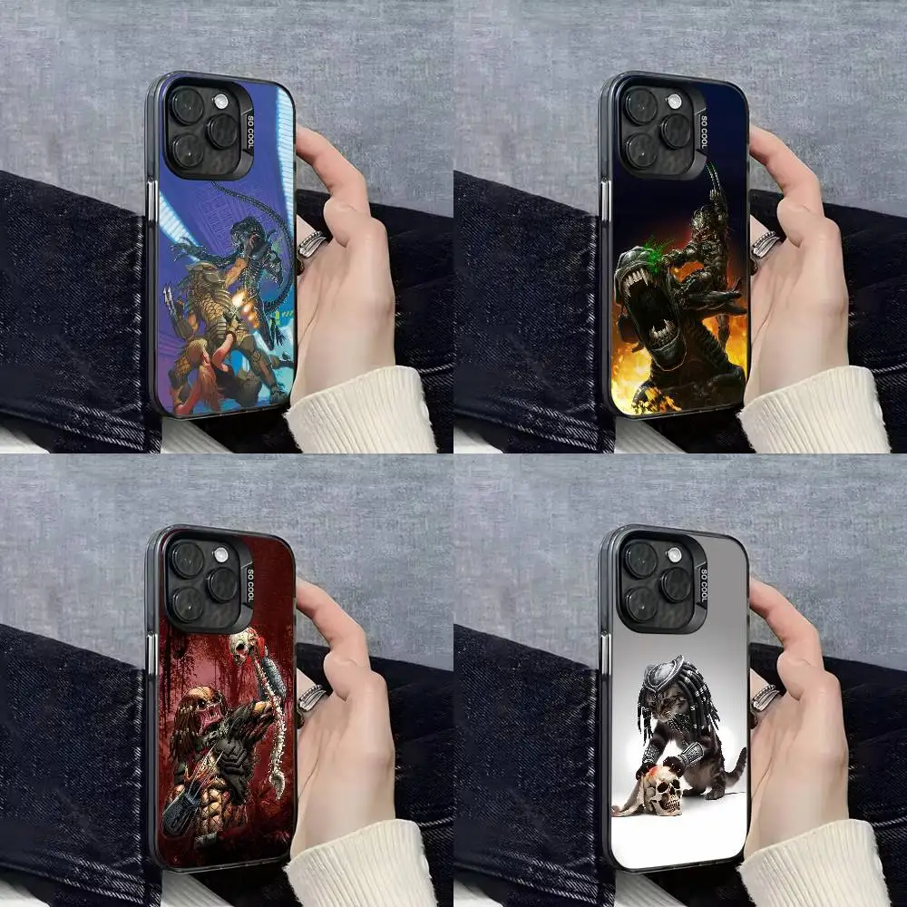 

A-Alien P-Predator Cat Phone Case For iPhone 16,15,14,13,12,11,Mini,Pro,E,SE4,XS,MAX Black IMD Box