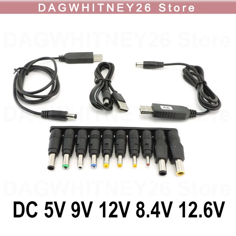DC Male Power jack plug USB boost line 5V to 9V 8.4V 12V Step UP Module Converter connector Adapter charging Cable U26