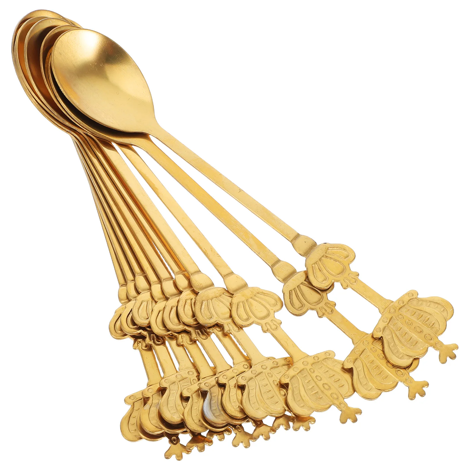 

10pcs Golden Coffee Stainless Steel Dessert Honey Spoon for Bar Stirring Luxury Stainless Spoon Party Favor