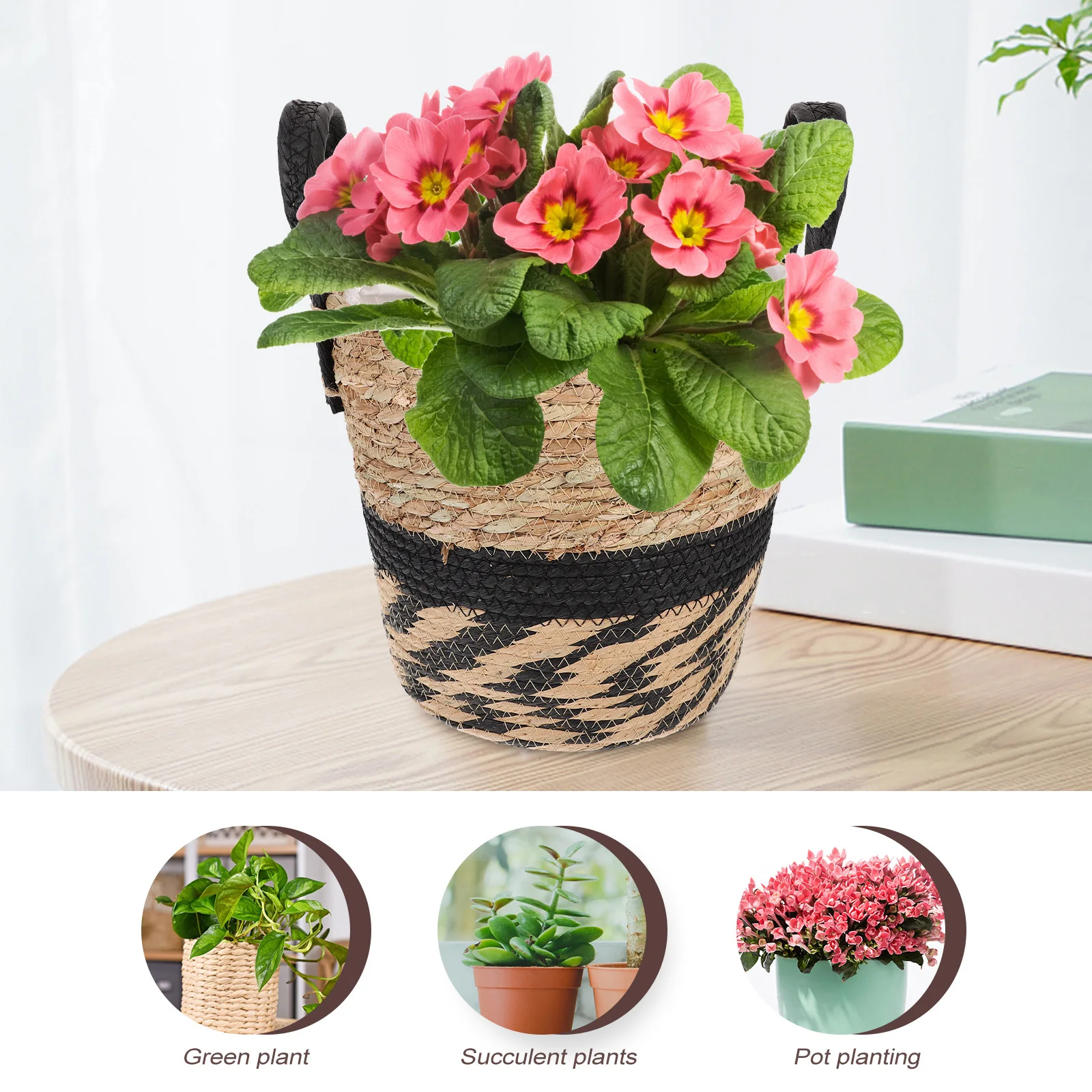 

Woven Flower Basket Rustic Decorative Plant Pot Holder for Indoor Outdoor Home Garden Decor Storage Basket Organizer