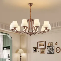 American Retro Living Room Chandelier Lights Simple Modern Medieval Pendant Lamp Dining Room Home Glass Master Bedroom Led Retro