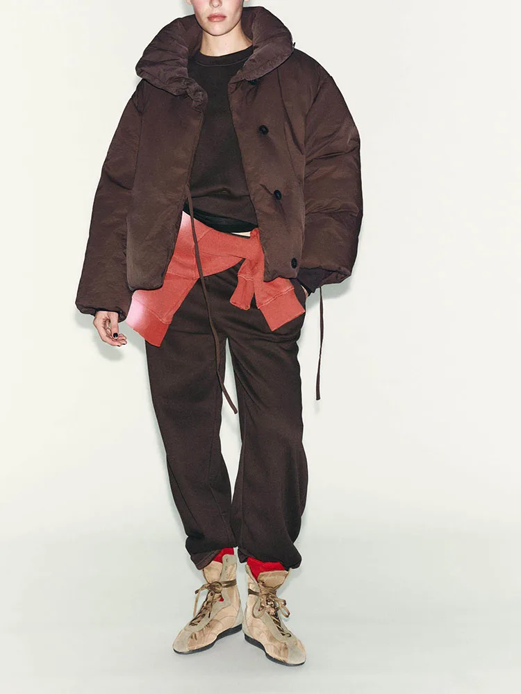 Modische Baumwolljacke mit Stehkragen, Verstärkte Oberbekleidung, Neuheit für Frühling, Elegante Damen-Langjacke mit Knöpfen...