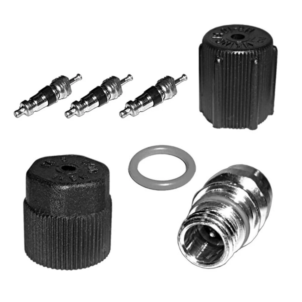 AC Valve Core and Cap Kit for R12 and For R134a Full Set with Remover Tool for Automotive Air Conditioning Needs