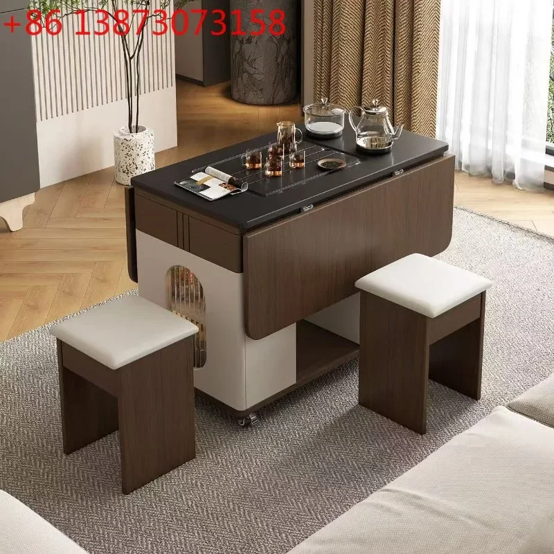 Chinese retro living room sofa modern light luxury flaming stone mobile folding edge