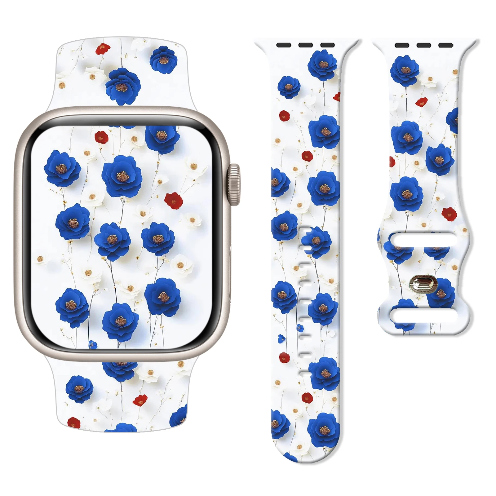 

Colorful floral printed watch strap for Apple Watch 11 10 9 8 7 Silicone Band Replaceable Bracelet for iWatch 38mm 41mm 42mm