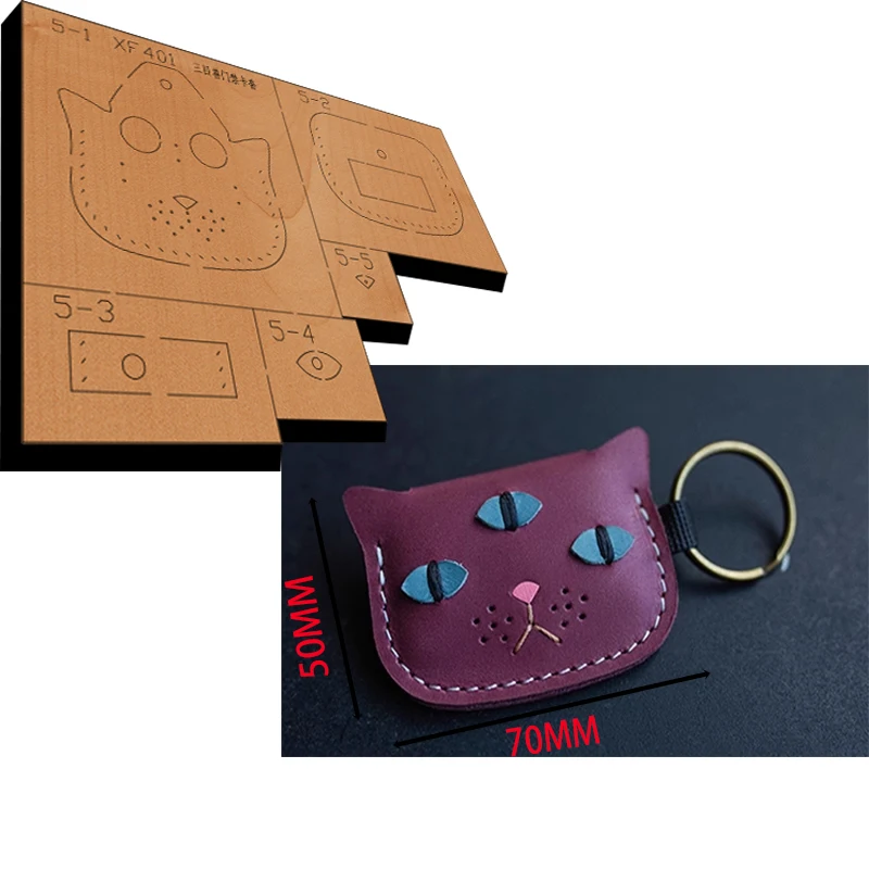 New Japan Steel Blade Wooden Die Three eye cat card sleeve Leather Craft Punch Hand Tool Cut Knife Mould XF401 craft tools