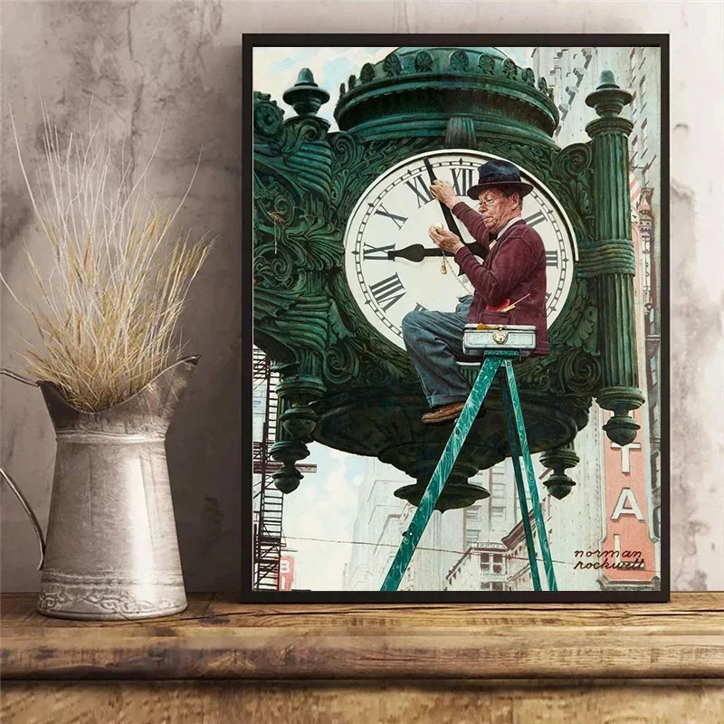 1pc Frameless Norman Rockwell for Saturday Evening Post Canvas 90s Vintage Posters and Prints Wall Art Picture for Bedroom