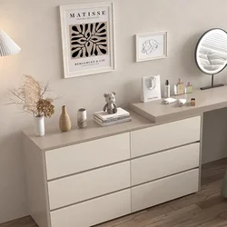 Tocador Beige con cajones De almacenamiento, tocador moderno minimalista, organizador De lujo con espejo para habitación