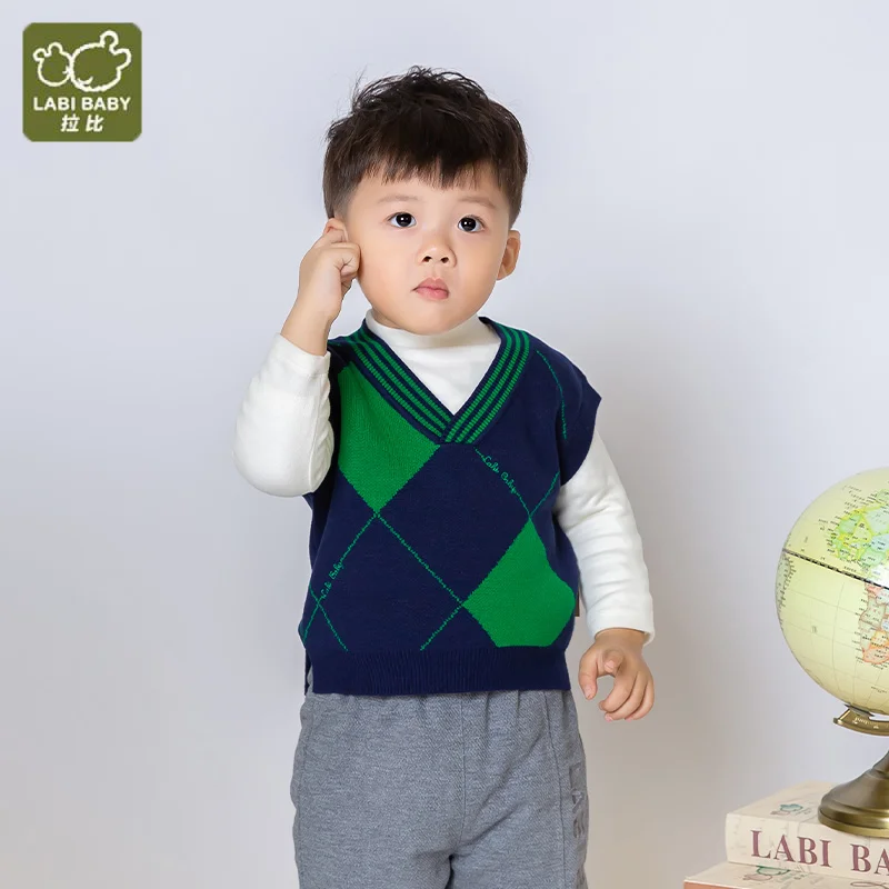 

LABI BABY Knitted Vest Top for Boys Girls Sleeveless Sweater Vest Autumn V neck Knitwear Sweater Vest Pullover Kids Clothes