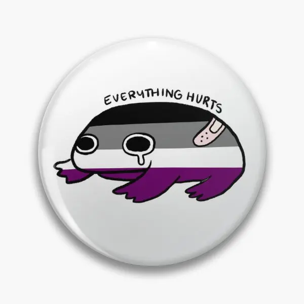 Everything Hurts Cute Asexual Frog Wit  Soft Button Pin Badge Decor Creative Women Lapel Pin Clothes Jewelry Cartoon Cute Hat